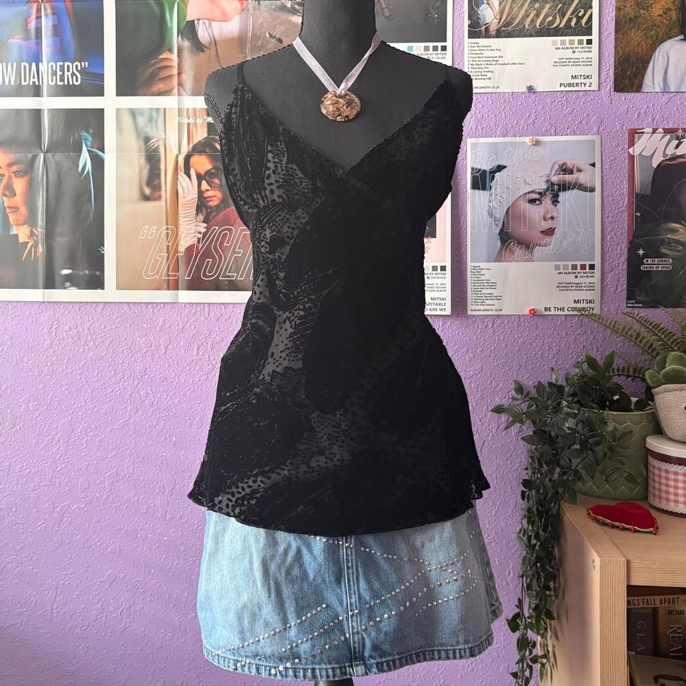 Vintage Polo Jeans Co Ralph Lauren Silk Velvet Burnout Cami Top XL